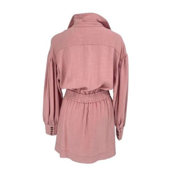 C/Meo Collective Womens Zip Clean Slate Long Sleeve Mini Dress Pink Medium NWT - Picture 6 of 10